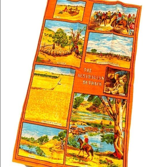Vintage Australian outback Linen tea towel - Picture 1 of 12